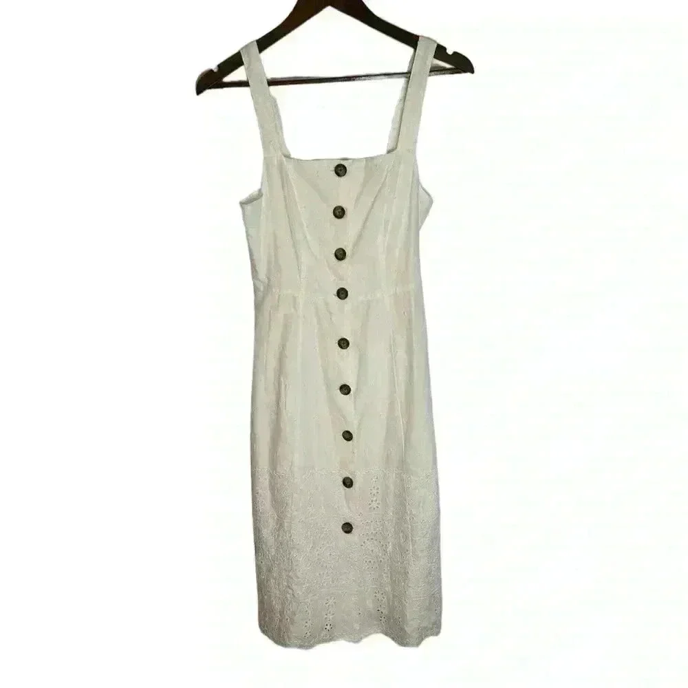 Gap Button-Front Lace Midi Dress - Size 00 - White - Picture 1 of 6